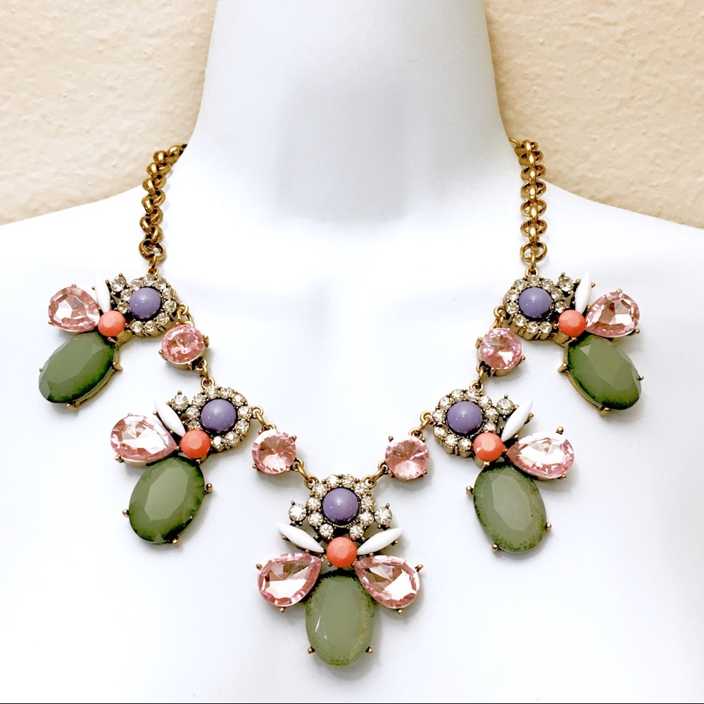 Multi Color Stone Statement Necklace - image 4
